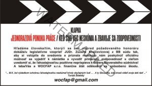 JUDr. Zuzana Krajčovicová vs WOCFAP s.r.o. - ponuka práce